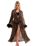 OhYeahLady Plus Size Sheer Leopard Print Robe