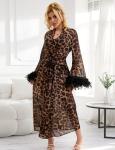 OhYeahLady Plus Size Sheer Leopard Print Robe