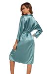 Teal Satin Robe and Camisole Set