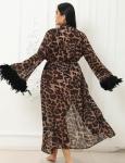 OhYeahLady Plus Size Sheer Leopard Print Robe