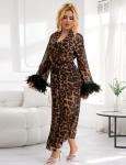 OhYeahLady Plus Size Sheer Leopard Print Robe