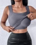 Chicme Women's Padded Sleeveless Shapewear Top - Gray