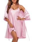 Ekouaer Women's Silk Robe and Nightgown Set