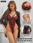 RSLOVE Lace Kimono Robe and Teddy Lingerie Set