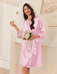Ekouaer Women's Silk Robe and Nightgown Set