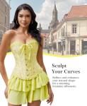Elfin Yellow Lace Corset Top for Women