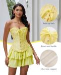 Elfin Yellow Lace Corset Top for Women