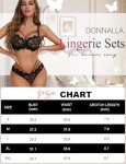 Donnalla 2 Piece Lingerie Sets For Women Sexy Floral Lace Bra and Panty Sets Push Up Babydoll Underwear Outfits, Black, XL