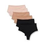 Women's High Waisted Microfiber Thong Pack of 6