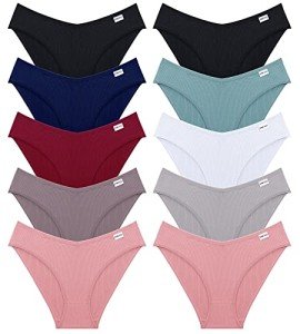 FINETOO Women's Cotton Briefs Set Sexy Underwear V Waist Underwear Comfortable Lingerie Women Seamless Hipster Multipack XS-XL