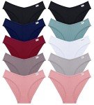 FINETOO Women's Cotton Briefs Set Sexy Underwear V Waist Underwear Comfortable Lingerie Women Seamless Hipster Multipack XS-XL