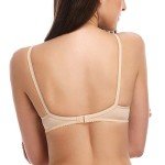 Wingslove Women's Sexy 1/2 Cup Lace Bra Balconette Mesh Underwired Demi Shelf Bra Unlined See Through Bralette (Beige, 38C)