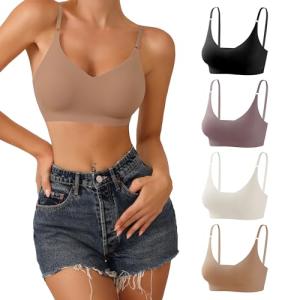 V Neck Padded Bralettes with Adjustable Straps