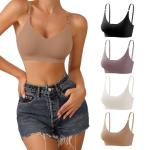 V Neck Padded Bralettes with Adjustable Straps