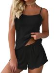 Ekouaer Women's Soft Cami Pajama Set Black
