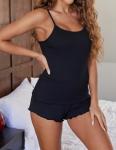 Ekouaer Women's Soft Cami Pajama Set Black