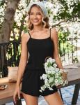 Ekouaer Women's Soft Cami Pajama Set Black