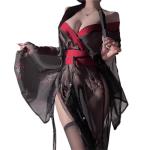 SENJIY Floral Open Front Kimono Lingerie Set