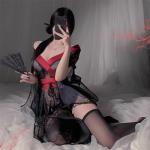 SENJIY Floral Open Front Kimono Lingerie Set