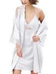 Silk Satin Lace Cami and Robe Set
