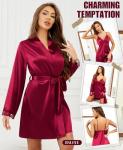 RSLOVE Satin Sleepwear Set – Lace Cami & Robe