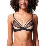 Cute and Spicy Faye Sexy Lace Bra - Black Lace Bra, Designer Unlined Underwire, Romantic Balconette Bras for Women (US, Cup Band, D, 36, Black)