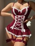 Sexy Lace Babydoll Corset Lingerie Set