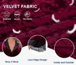 Burgundy Velvet Lace Robe with Belt for Women