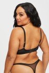 Ann Summers The Hero Lace Non Padded Bra for Women with Jewelled Charm, Underwire, Unpadded, Plunge, Matching Underwear - Black & Red