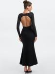 PINKMSTYLE Backless Long Sleeve Bodysuit - Black