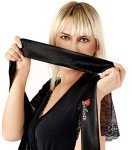 Selente Love & Fun Women's Seductive 3-Piece Lingerie Set with Suspender Holders, Briefs and Satin Blindfold Made in EU, Black Mesh Lace, S-M