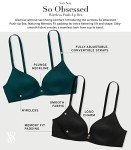 Victoria's Secret So Obsessed Wireless Push Up Bra, Padded, Plunge Neckline, Smoothing, Bras for Women, Black (38C)