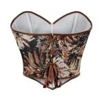 YONABTF Floral Lace Up Corset Top Beige