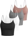 4 Pack Women's Basic Spaghetti Strap Crop Tops
