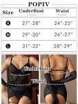 popiv Women Sexy Lingerie Set Sheer Mesh Lace Bodysuit Teddy Lingerie with Leg Wraps, Black, Medium