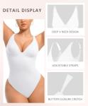 FeelinGirl White Deep V Neck Shapewear Bodysuit