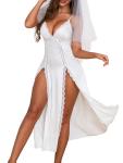 Elegant White Silk Nightgown Set for Brides