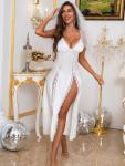 Elegant White Silk Nightgown Set for Brides