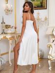 Elegant White Silk Nightgown Set for Brides