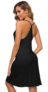 WiWi Bamboo Viscose Black Slip Night Dress