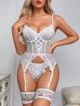Donnalla Women's Lace Corset and Panty Set