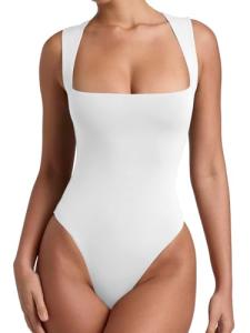 REORIA Women's Summer Sexy Sleeveless Thong Bodysuit