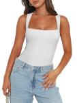 REORIA Women's Summer Sexy Sleeveless Thong Bodysuit