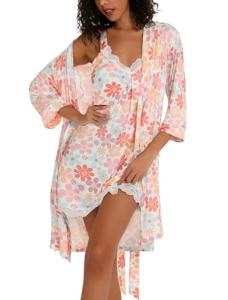 Sexy V-Neck Lace Cami and Robe Set