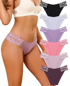 Finetoo High Cut V-Waist Lace Cheeky Bikini Pack
