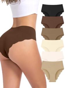 GreenBAA Seamless No Show Cheeky Bikini Panties 6-Pack