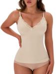 EUYZOU Women's Lace V-Neck Tummy Control Tank Top
