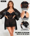 Sexy 2-Piece Babydoll and Lace Kimono Set