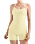 Pale Yellow 2-Piece Workout Set with Shorts and Tank