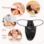 100 Pack Disposable Black Thong Panties for Spa